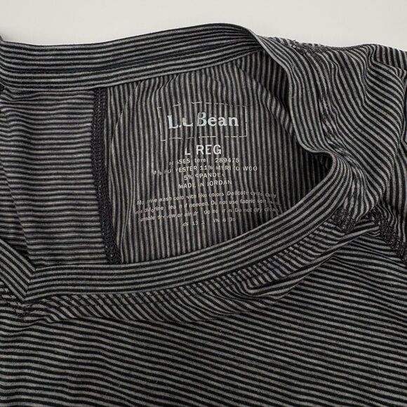 L.L. Bean Women's Black Striped Long Sleeve Tee - Picture 3 of 4